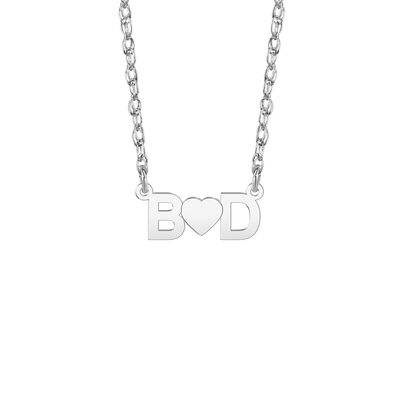 High Polished Initials with Hearts Pendant in Sterling Silver